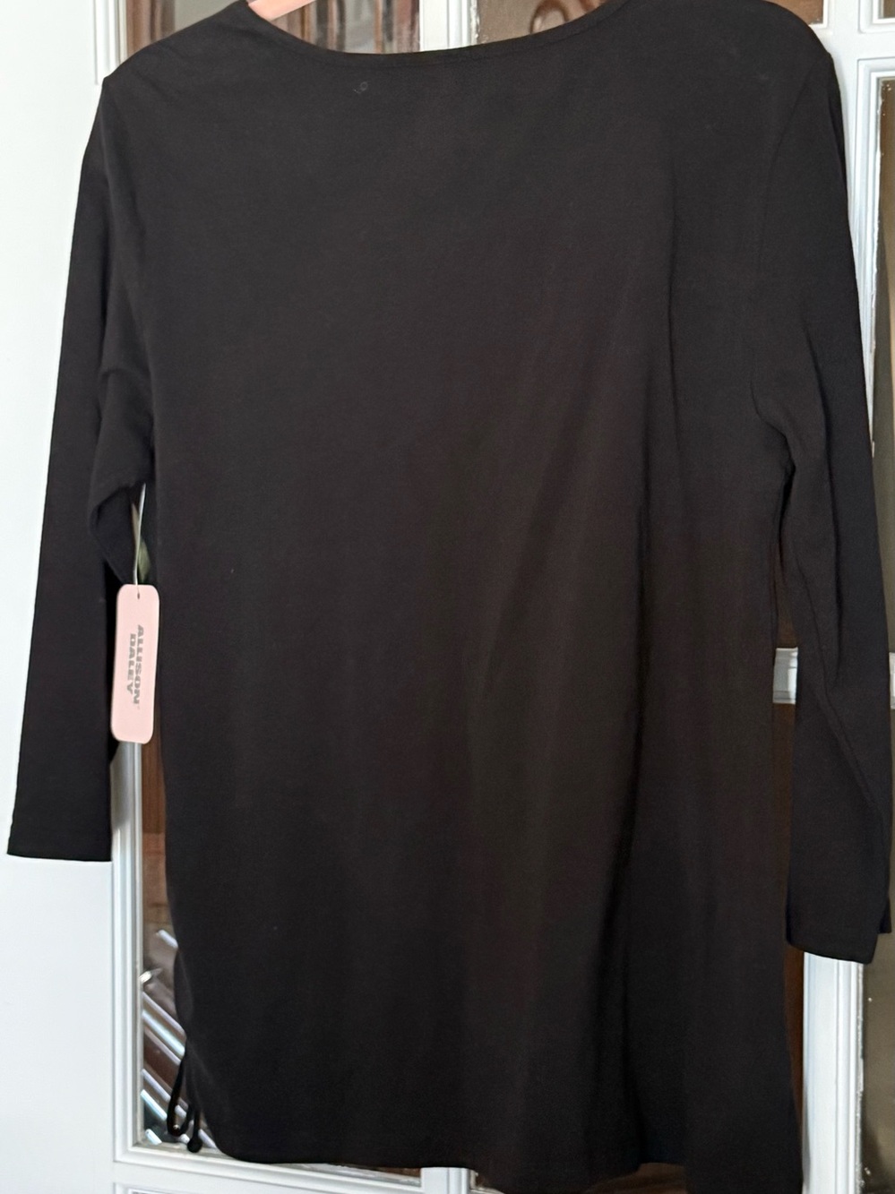 Allison Daley Black 3/4 Sleeve Top with Silver Spot Design - Picture 4 of 12